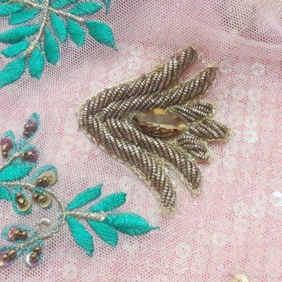 Bridesmaid pink  embroidered cape style frock - Picture 10 of 13